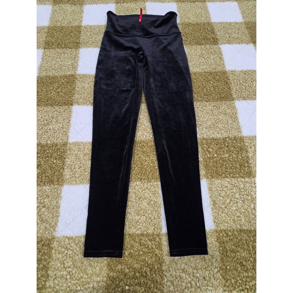 Spanx Velvet Leggings Black High Waisted Shaping Pants Size Large L/G 20380R